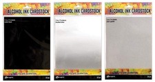 Tim Holtz Alcohol Ink Cardstock Surfaces, Bundle of 3 Colors, Matte Black,