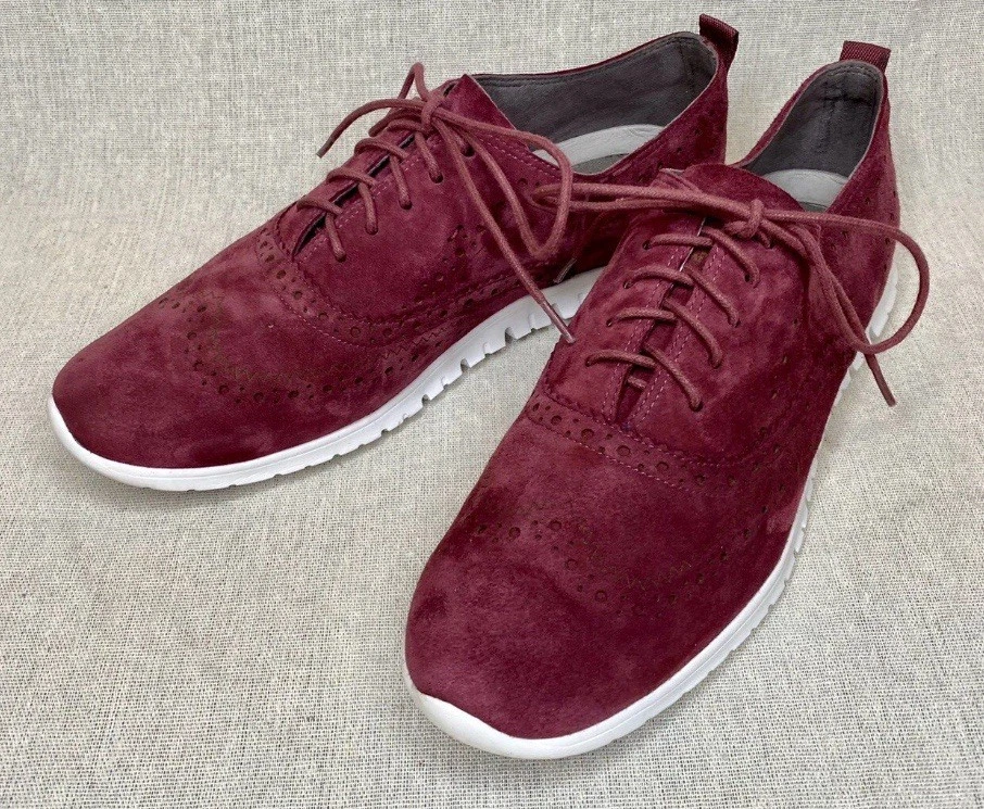 Cole Haan Maroon ZeroGrand Wingtip Stormcloud Suede Oxford Sneaker Womens 6.5