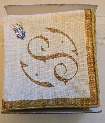 Freemore 100% Belgian Linen 8 Cocktail Napkins Monogram  ''S''