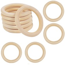 4 Inch Wooden Rings for Craft, 10Pack 100mm Diameter Unfinished Solid Wood Ri...