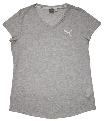 Puma Essentials women's V-neck tee in light gray heather Size M Keeps you dry