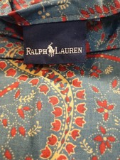 RALPH LAUREN Collette Paisley Blue Red Cream King Quilted Pillow Sham USA