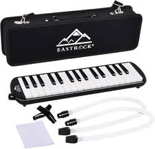 EASTROCK 32 Key Melodica Instrument Air Piano Keyboard Soprano 32key, Black 
