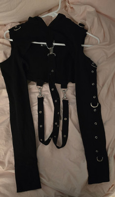 Killstar Hoodie With chain Harness Bolero Pullover long sleeve xs top