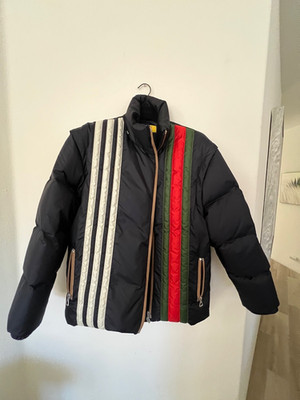NW Gucci rare adidas Padded Down Hooded Jacket W/ Detachable Sleeves  48 (175/92