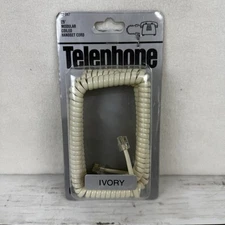 Genmark Ivory Telephone Coiled Handset Phone Cord Modular Plug 25' 25 Feet 25ft.