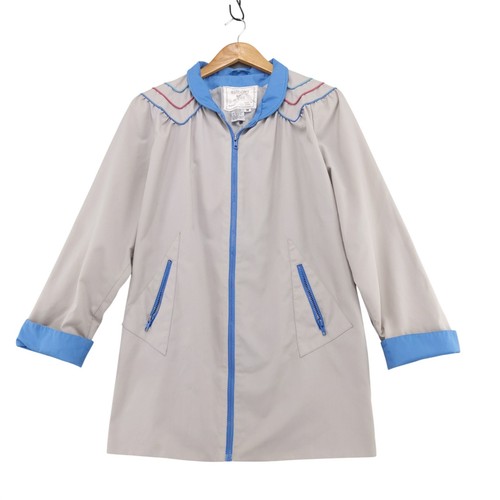Mulberry, Giacca trench vintage Mulberry Street taglia grigio blu rosa tubino zip davanti