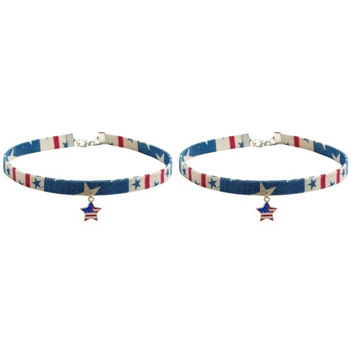Pentagram Necklace Women's American Flag Choker Star Charm Chain - Picture 11 of 30