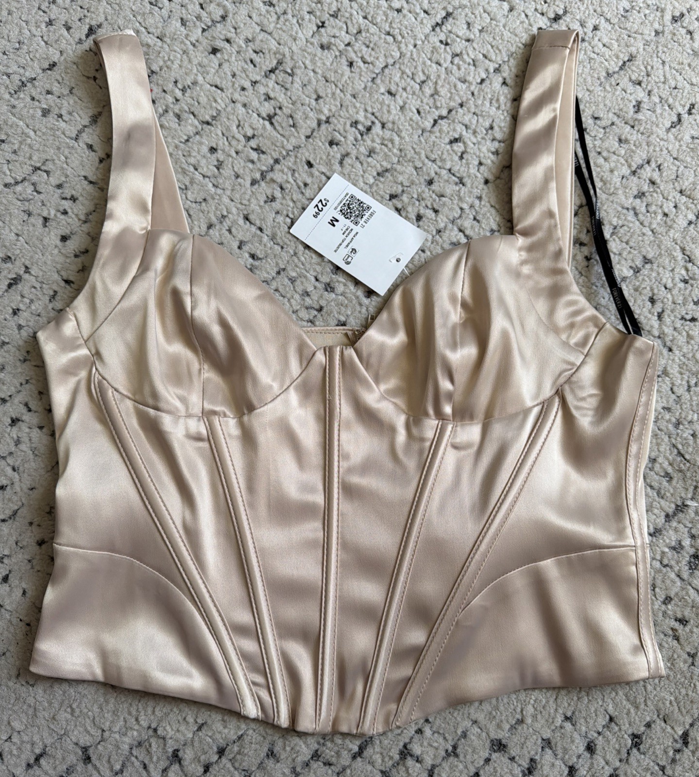Forever 21 Satin Zip Up Corset Crop Top Large