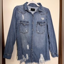 RISEN Light Blue Ripped Denim Jacket