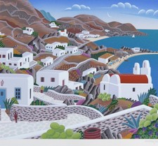 THOMAS McKNIGHT Mykonos Platy Gialos HAND SIGNED Greek Island Serigraph COA