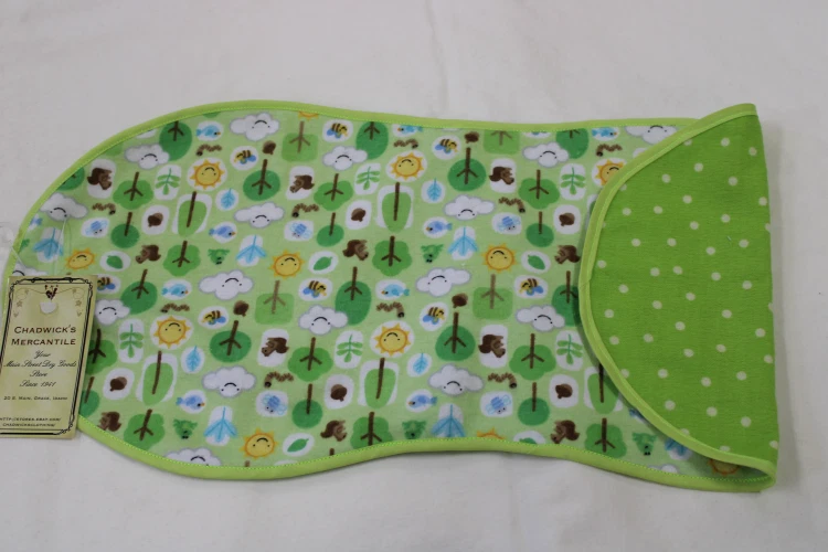 Finished - Baby Shoulder Burp Rag - Outdoors/Green Dots