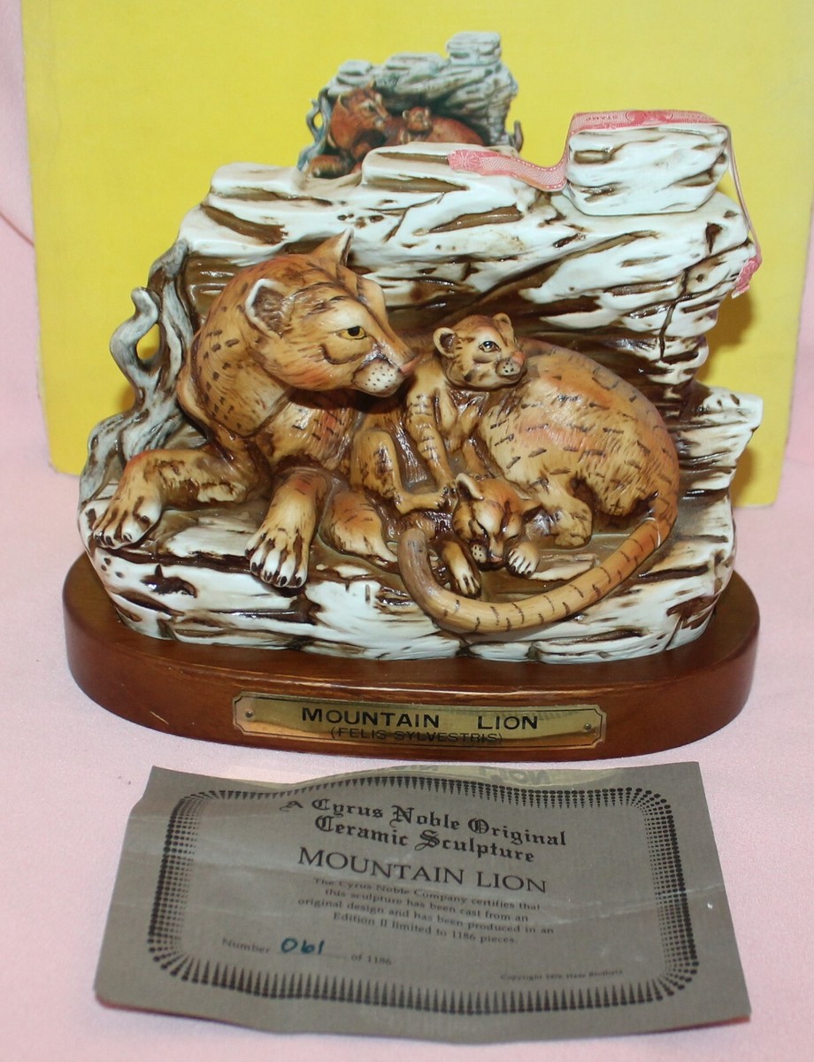 Vintage 1976 Cyrus Noble Mountain Lion Ceramic Whiskey Decanter
