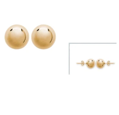 BIJOUXIA Boucles D'oreilles Boules 10 MM Plaqué Or 18 Carats 750/000 Bijoux Femme