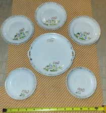 Vintage 6 Piece Small Child Size Floral Dish Set Made In Japan
