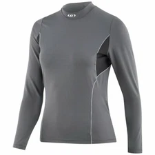 Louis Garneau Womens Drytex 2002 Mock Neck LS Grey Sports Jersey 1070228 M L