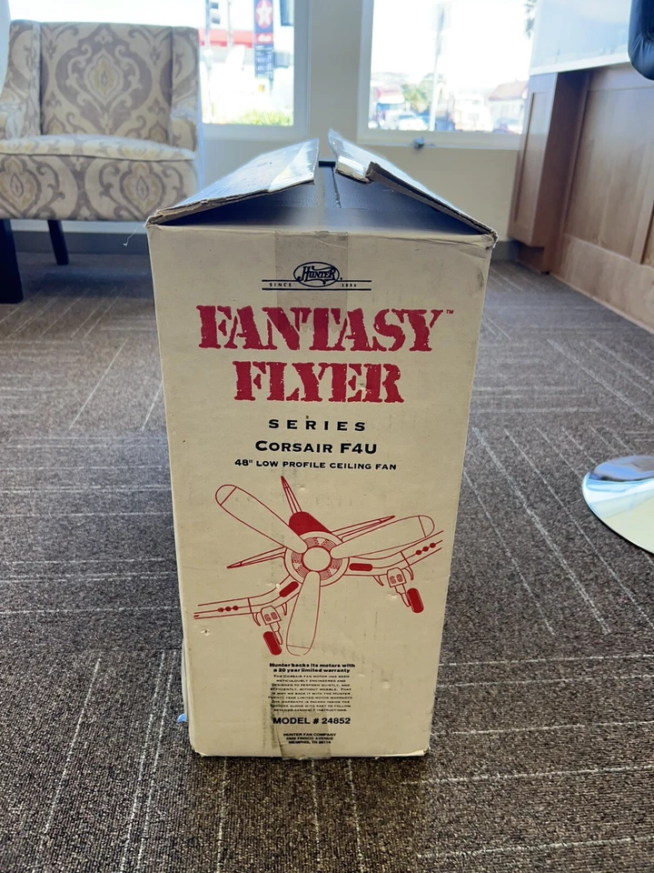 Hunter Fantasy Flyer Series Corsair F4U 48” Ceiling Fan Low Profile Blue New NOB - Image 2 of 4
