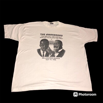 Vintage 1995 Million Man March MLK Malcolm X Shirt The Awakening Mens Size 2x/3x