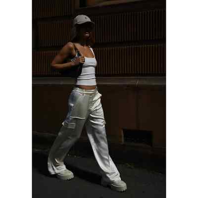 Pants | Meshki Womens Amaya Satin Cargo Pant   Bone