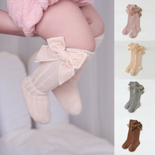 Kids Toddlers Girls Fashion Big Bow Knee High Long Cotton Lace Baby Socks soft