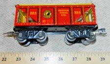 Marx 554 Northern Pacific red hopper car - O Gauge 6 Inch 8 Wheel Oneway