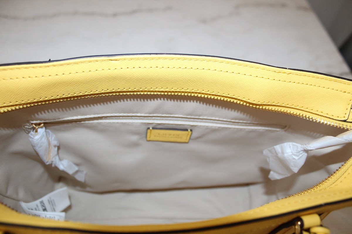 Bolso Tote Ralph Lauren Crosshatch Cuero Medium Clare - Dorado