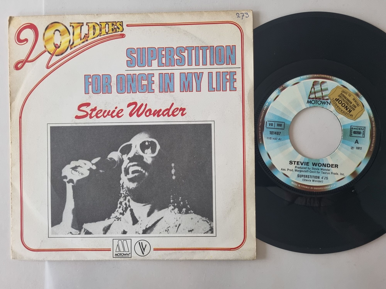 Stevie Wonder - Superstition/ For once in my life 7'' Vinyl France
