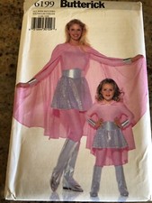 BUTTERICK 6199 - CUTE MOTHER DAUGHTER SUPER HERO COSTUME PATTERN XS-LG FF
