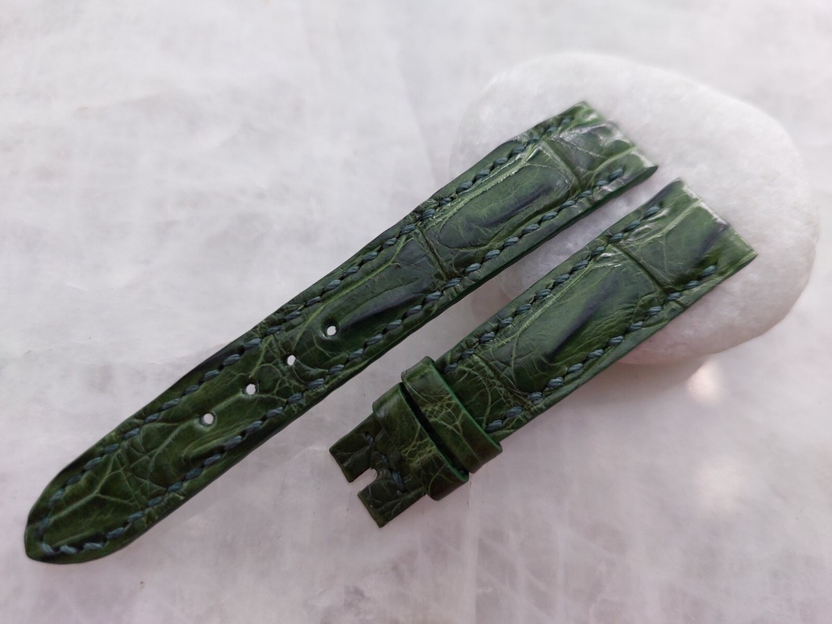 Crocodile 12mm Watch Band Leather SMALL WRIST 14mm/12mm Green