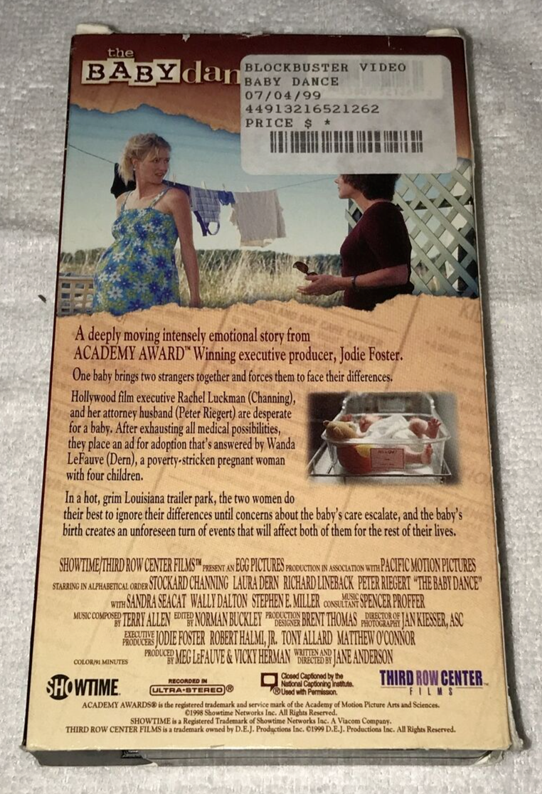 The Baby Dance Blockbuster Video Rental VHS 2000 Dern Channing