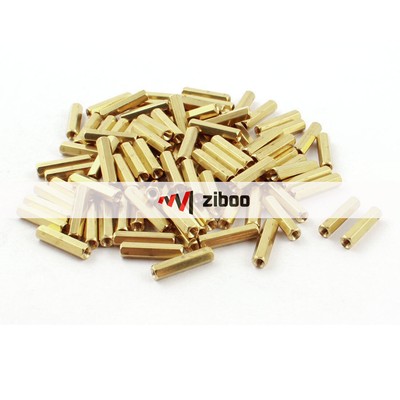 100 Pcs M3x20mm Female Thread Gold Tone Brass Hexagonal Standoff Spacer 5mm Kd #