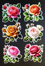 Beautiful DIE CUT CARD TOPPERS English Roses Flowers Cardmaking
