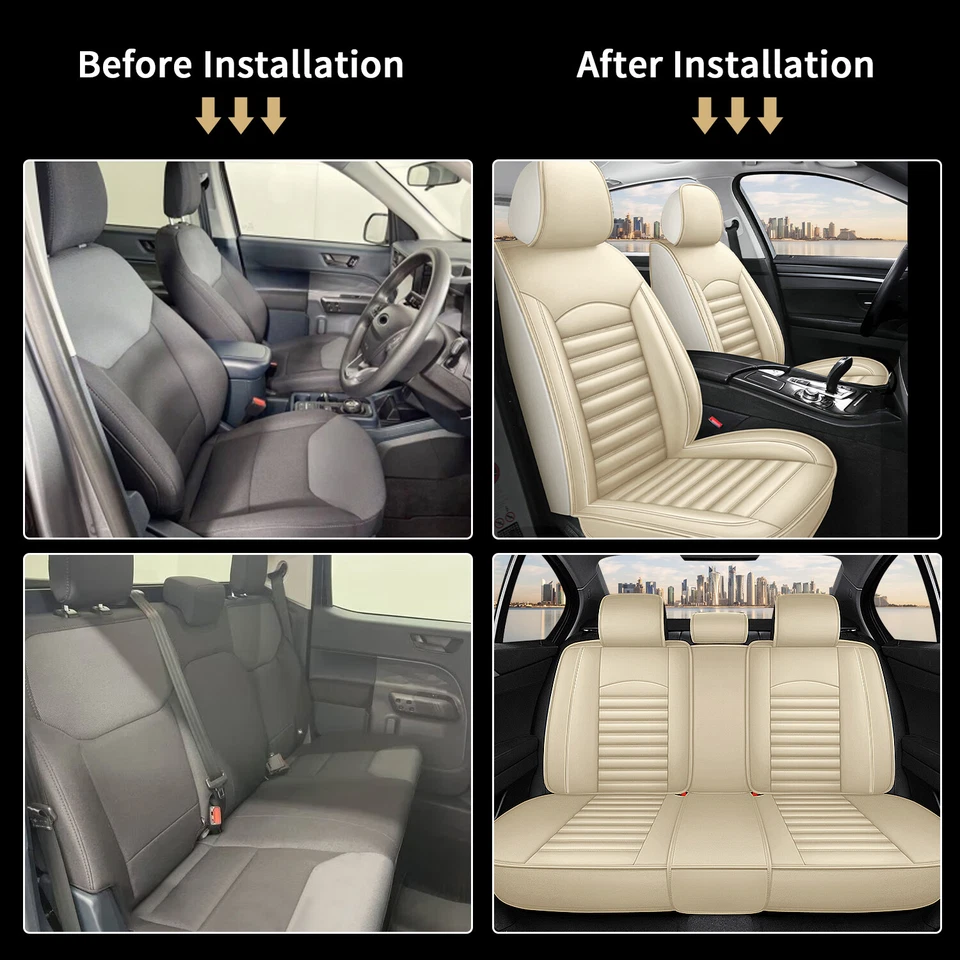 Car 5-Seat Covers PU Leather Front & Rear Cushion For Mazda CX-5 2013-2024 Beige Foto 4 de 4