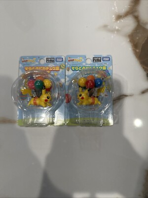 【2 set】Flying Pikachu Balloon Pikachu Figure Pokemon Center Okinawa Tomy Japan