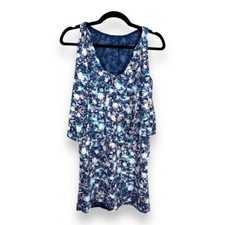 NEW XS METAPHOR BLUE FLORAL FLOWY DRESS COLORFUL COTTAGE   V NECK