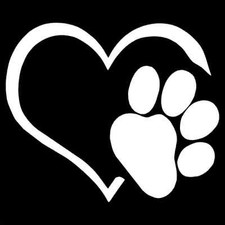 Paw Heart Vinyl Decal / Sticker 2(TWO) Pack