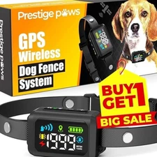 1 PCS Prestige Paws GPS Dog Collar Tracker Fence System 33 feet up to 1999 feet