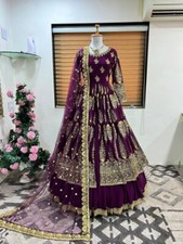 Exclusive Purple Faux Georgette Top Lehenga With Dupatta For Women Girls