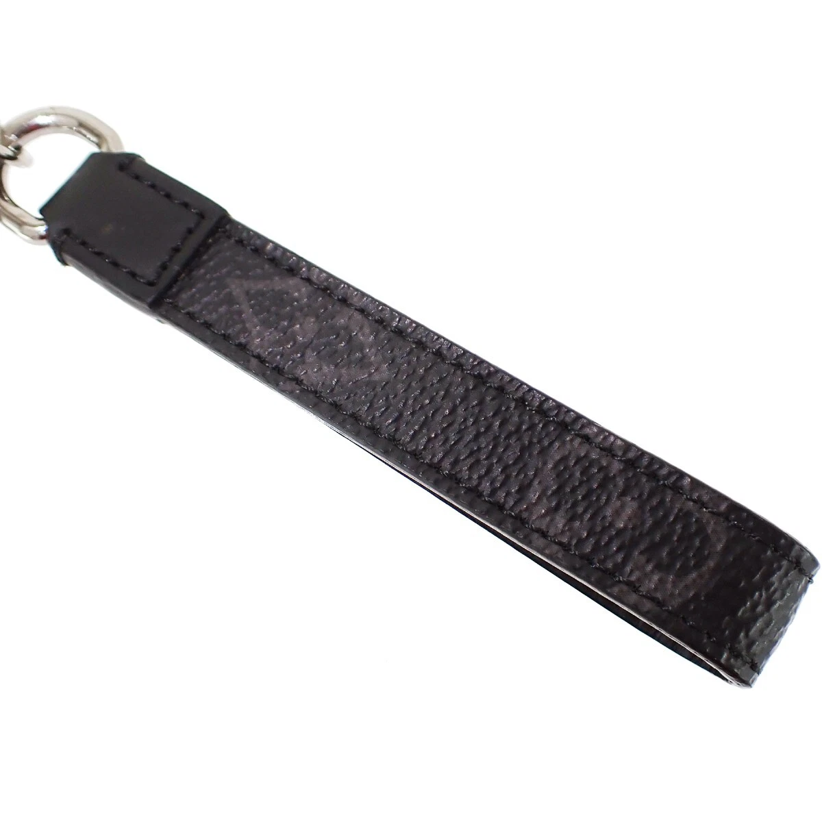 LOUIS VUITTON Monogram Shadow Porte Cles Dragonne Key Ring Black