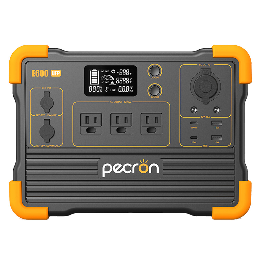 PECRON E600LFP 614Wh 1200W Portable Power Station LiFePO4 Solar Generator Camp