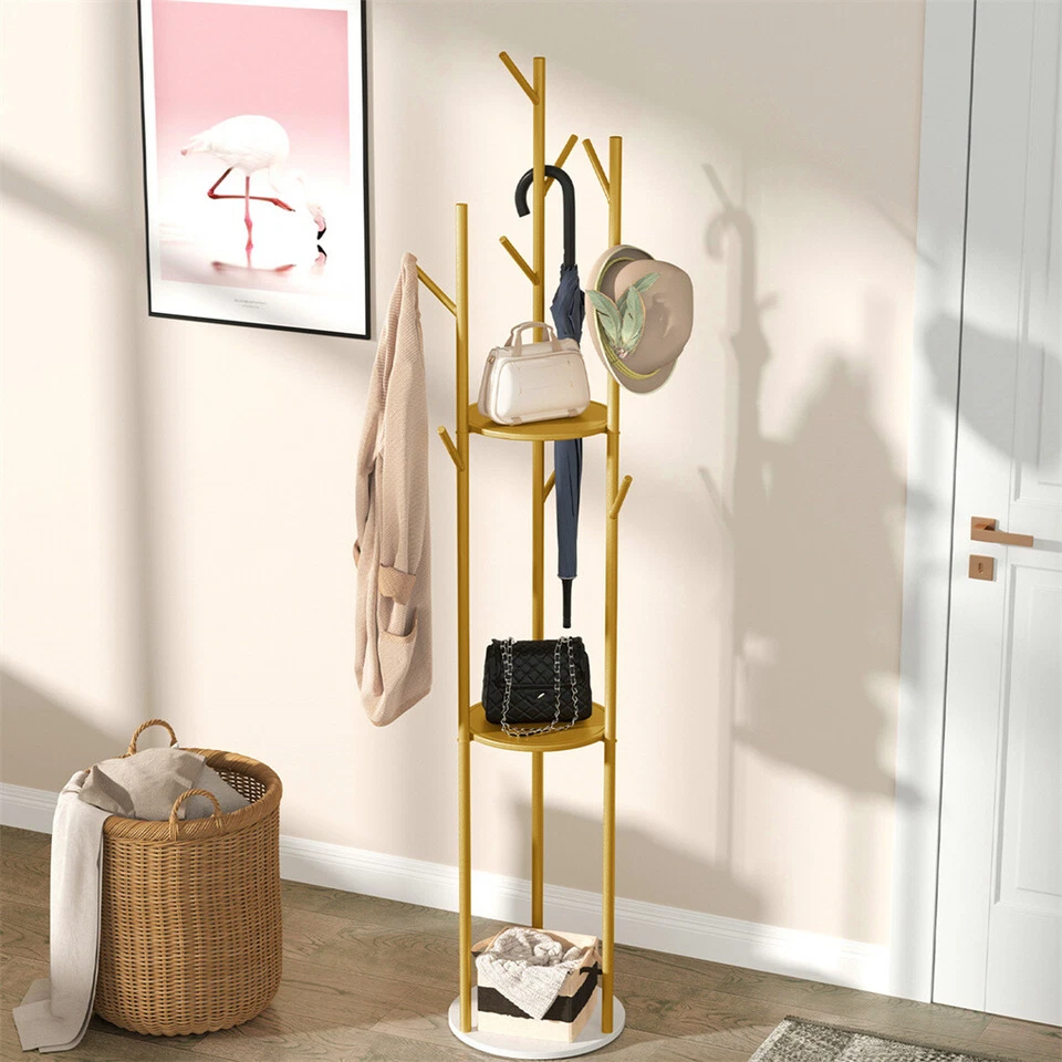 Garderobenständer Kleiderständer Marmor Standgarderobe Goldene Garderobe 172cm - Bild 3 von 4