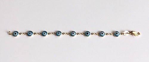 LIGHT BLUE EVIL EYE BABY BRACELET- 5.75" LONG FOR PROTECTION GOOD LUCK - B121 - Picture 3 of 4