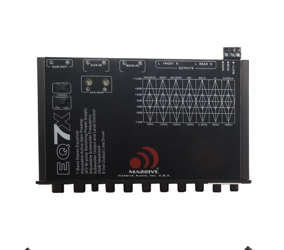 MASSIVE AUDIO  EQ-7X Car Equalizer with 7 Band Graphic Equalizer 8V Line Driver - Image 3 of 3