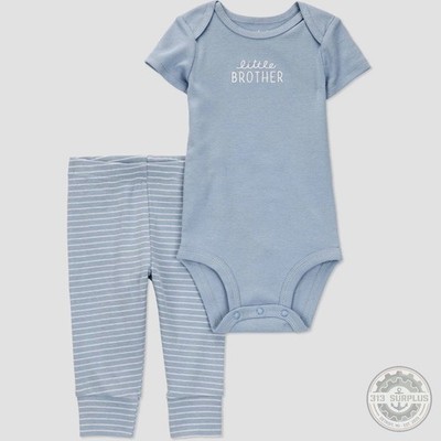 Carter's Just One You Baby Newborn Little Brother Top Bottom Set Cotton