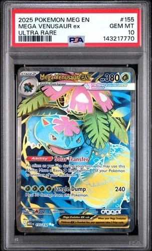 2025 Pokemon Mega Evolution #155 Mega Venusaur ex PSA 10 Ultra Rare 770