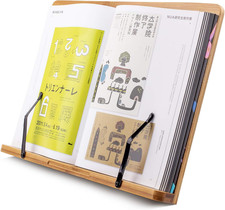 Large A  15.4 X 11 Inch XL Bamboo Book Stands  Holders for Reading Hands Free