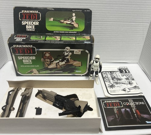 Vintage Star Wars ROTJ Speeder Bike mit Box, Einlagen, Anleitung, Katalog, Scout
