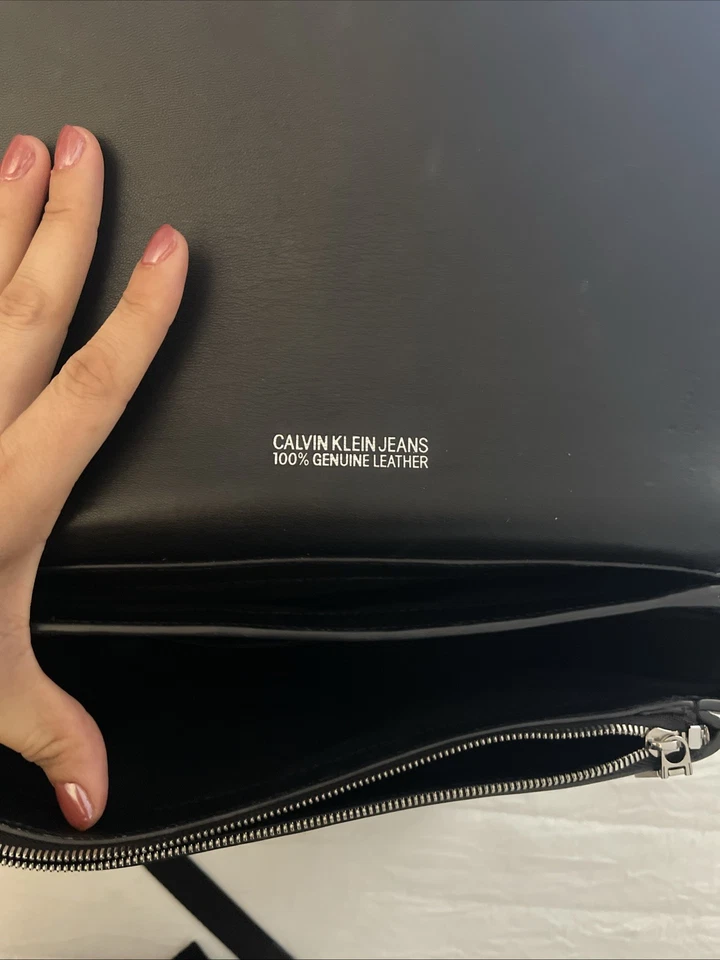 Calvin Klein Black Leather Unisex Backpack - Image 3 of 4