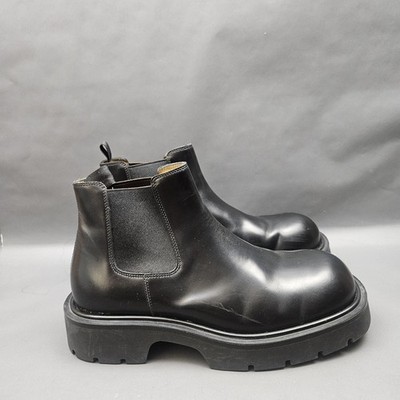 Sandro Paris Chelsea Boots Mens Size 8 EU 41 Black Leather Lug Sole Chunky Shoes