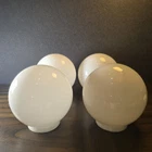 Set of 4 Vintage White Glass 6" Round Ball Light Milk Glass 3⅛" Fitter